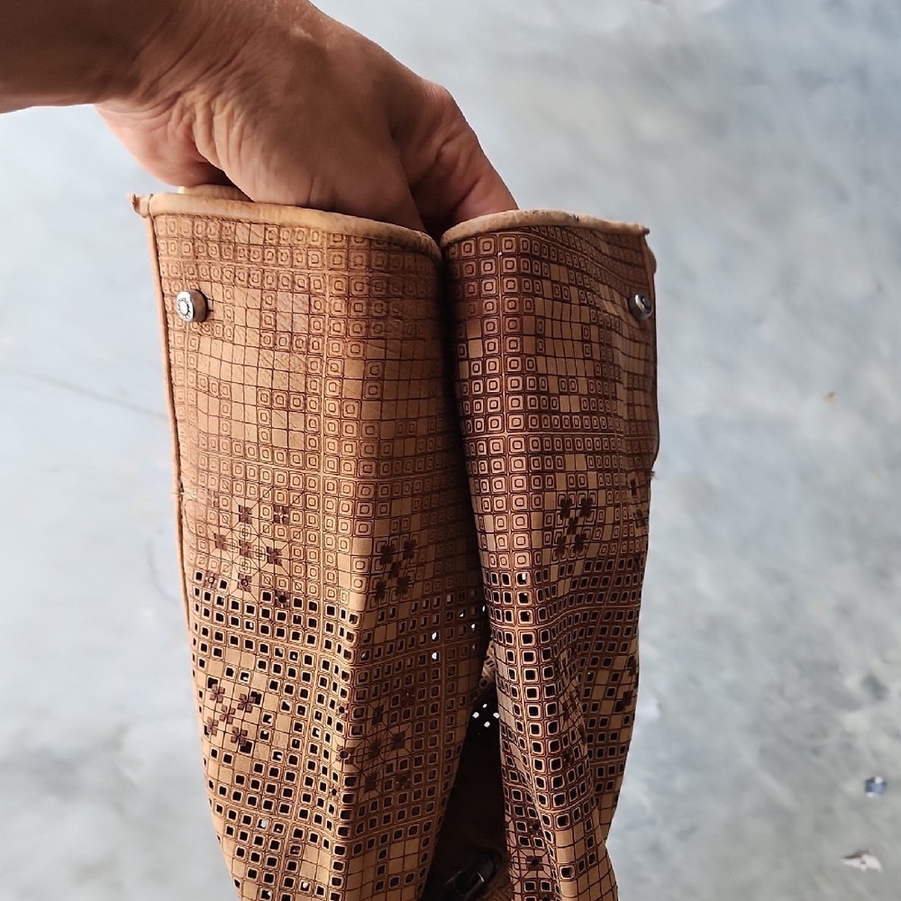 A.S.98 GENE Tan Perforated  Leather Boots with Buckle Detail - Picture 4 of 16